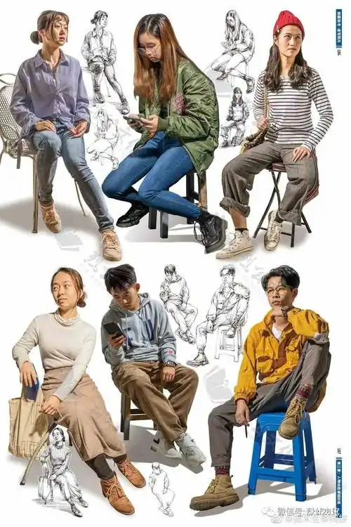 人物速写真人照片素材坐姿二