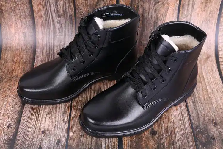 绒皮鞋军冬季加绒加厚羊毛士兵绒皮鞋毛皮鞋男东北保暖雪地靴军勾棉靴