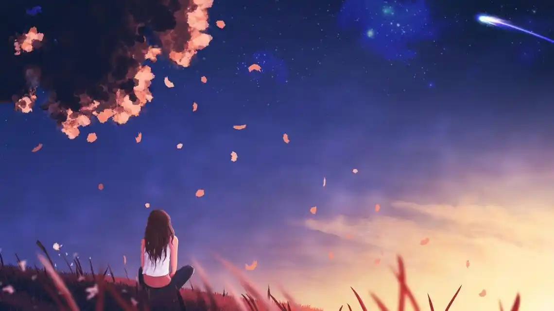 梦想女孩 希望 天空 树 唯美意境4k图片