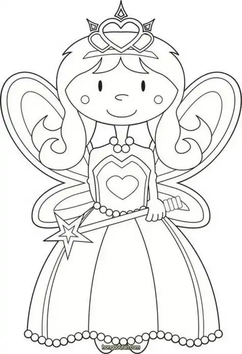 幼儿涂色简笔画小公主可打印