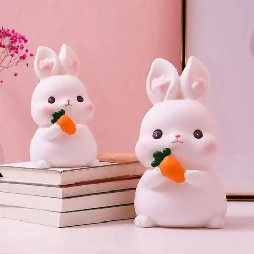 可爱的小东西卡通小白兔存钱罐网红树脂工艺品创意居家摆件卧室