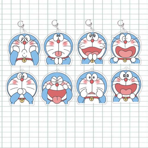 动漫哆啦a梦表情亚克力双面透明钥匙扣挂件哆啦a梦周边叮当猫