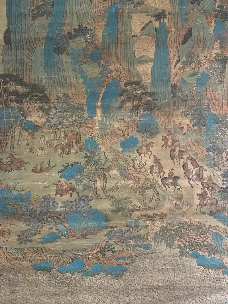 旧藏唐代李思训精品绢本山水人物画