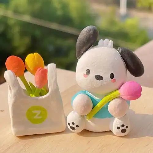 石塑粘土帕恰狗郁金香花束附教程