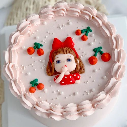 网红蛋糕装饰摆件蝴蝶结可爱小女孩软陶人偶甜品插件儿童生日装扮