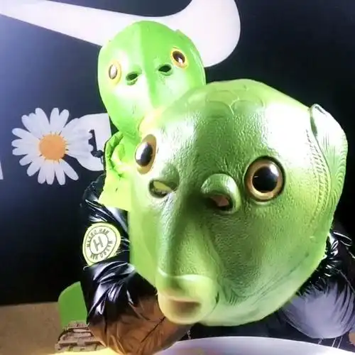 抖音绿头鱼头套面具绿鱼头鱼头怪怪人鱼头套绿头怪网红全脸无味 绿鱼