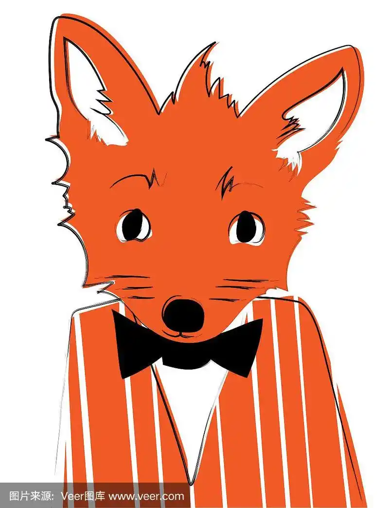 滑稽可爱的快乐艺术矢量狐狸