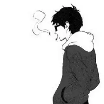 男生动漫伤感抽烟头像黑白