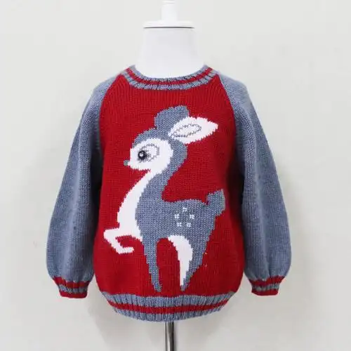 童装批发手工棒针毛衣宝宝婴儿毛衣手工编织儿童毛衣小鹿米奇7092图片