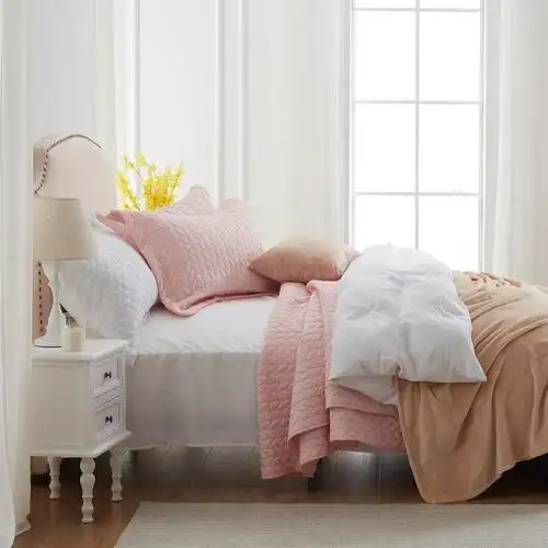 绗缝被子三件套床罩亚马逊美国站杭州家纺床品家居摄影