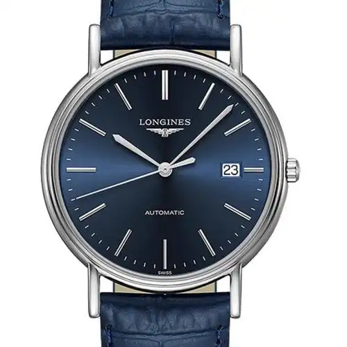 瑞士浪琴longines手表瑰丽时尚系列自动机械男表385mm皮带蓝盘l
