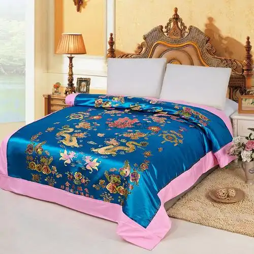 杭州丝绸软缎被面子杭州丝绸棉被套软缎织锦缎绸缎面被面子婚庆龙凤