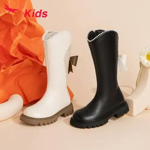 秋冬款儿童长靴子2023新款洋气长筒高筒皮靴加绒冬季红蜻蜓女童鞋