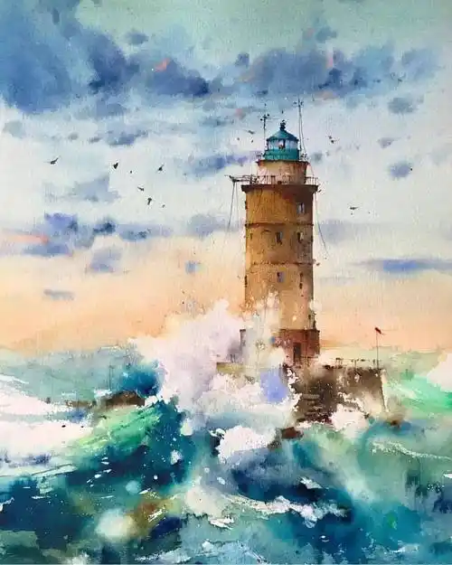 blanca alvarez水彩 她的画很特别, 在干与湿之间有着奇妙的和谐对比