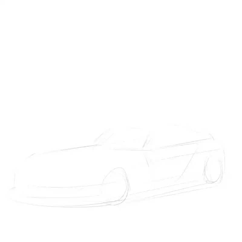 手绘汽车起稿步骤.1.起稿, 2.勾线 3.细化#每天推荐好 - 抖音