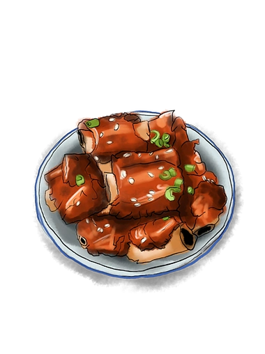 0手绘插画中餐美食白芝麻糖醋排骨700食物糖醋排骨手绘插画2300手绘