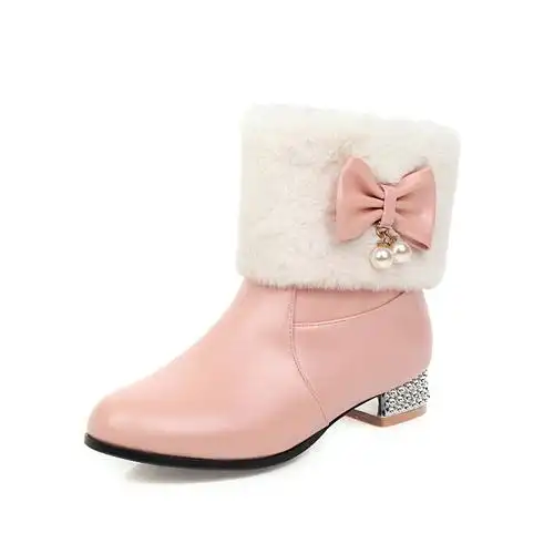 洋气公主女童短靴冬2021粉色儿童马丁靴可爱学生时尚大码童靴9岁8