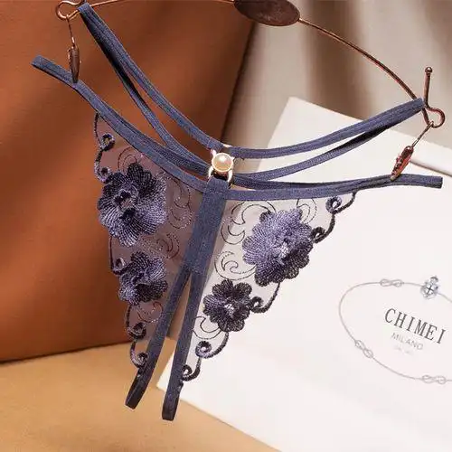 性感开裆内裤女低腰蕾丝全透明镂空火辣情趣丁字裤t裤诱惑激情