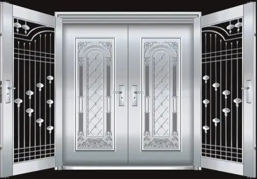 【批发】供应不锈钢门 不锈钢防盗门 华优门业双开门 质量保证
