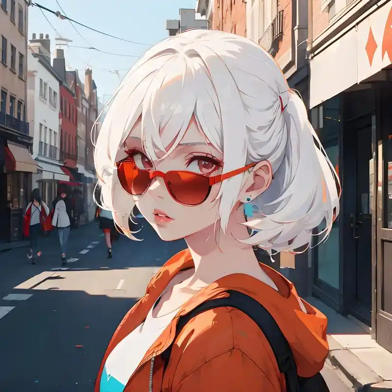 女生头像丨银发潮女,橙镜时尚.这组戴着橘色墨镜的银色头发女 - 兑趑