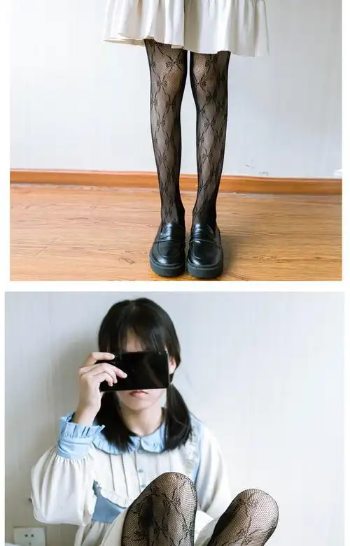 可莉允日系少女蝴蝶结渔网袜洛丽塔袜子性感可爱网眼连