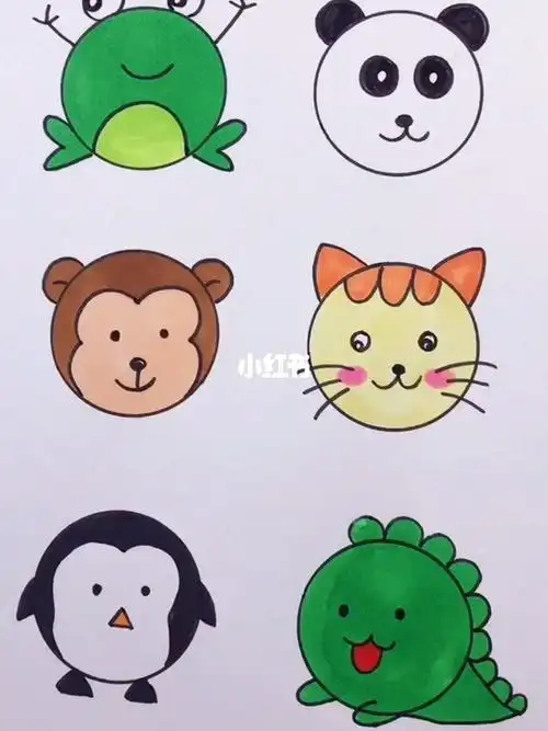 绘画人文上百个超可爱的小动物简笔画素材 手绘素材简笔画儿童画圆形