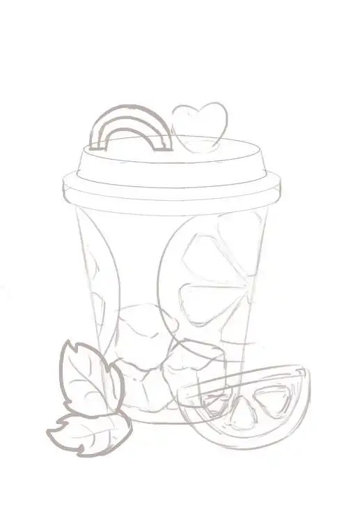 线条,简笔 ,可爱风,奶茶
