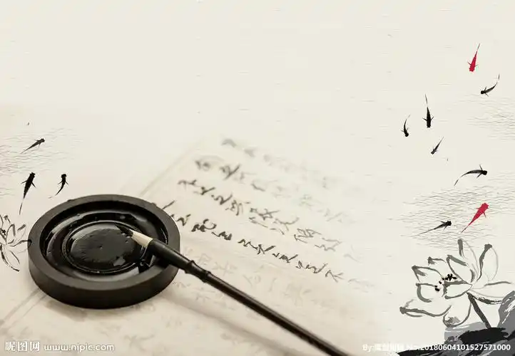 jpg颜色:rgb40共享分×关 键 词:中国风 毛笔 荷花 背景 笔墨纸砚