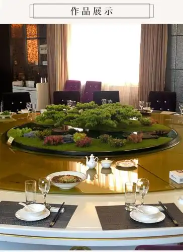 酒店餐桌摆件大圆桌中间转盘看台饰品花卉装饰物摆台创意中式摆设