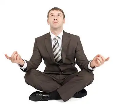 商务人士,坐,盘腿坐,仰视,隔绝,白色背景,背景