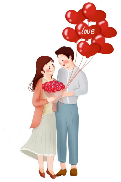手绘爱情情侣装饰插画图片