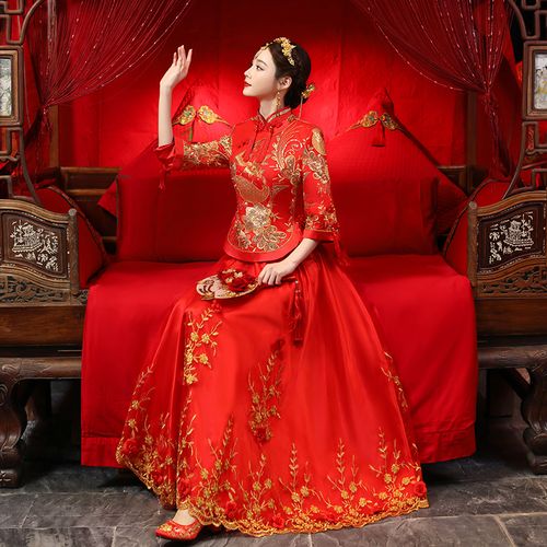 秀禾服2021新款中式婚纱古代新娘结婚礼服绣禾服敬酒服出阁秀和服