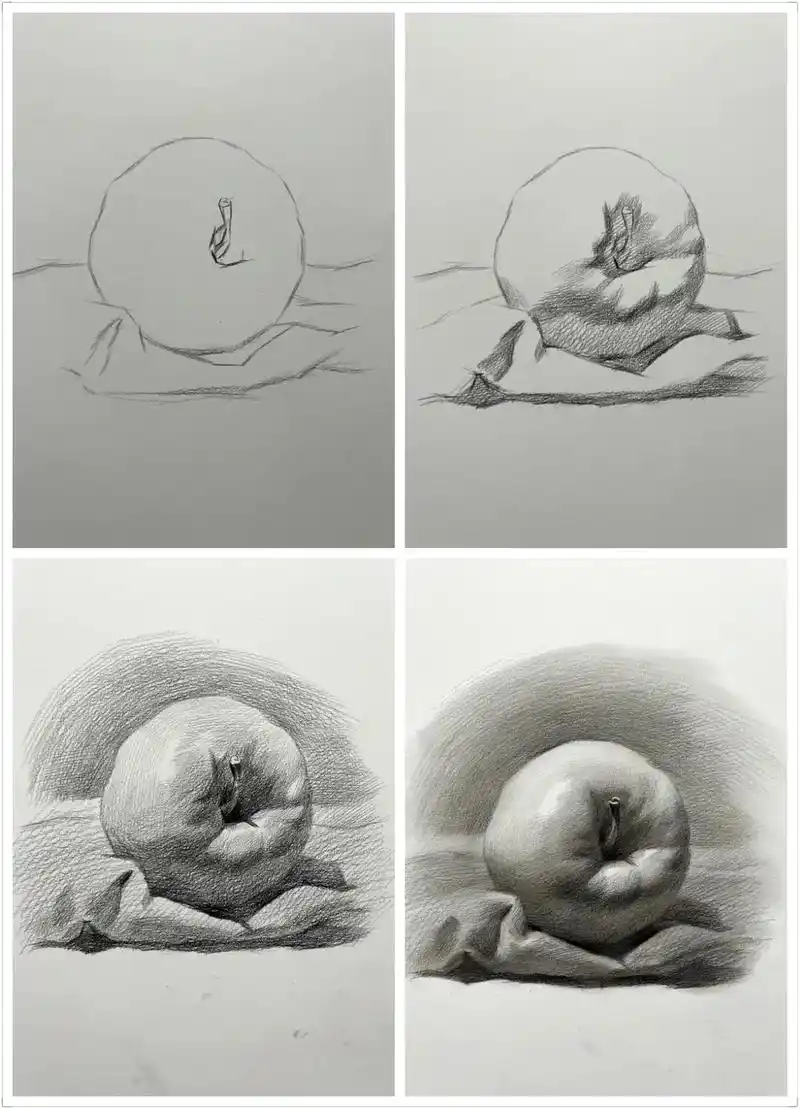 素描入门必学的苹果 详细图文.