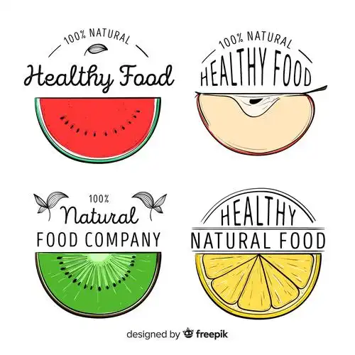 手绘半边水果logo矢量图