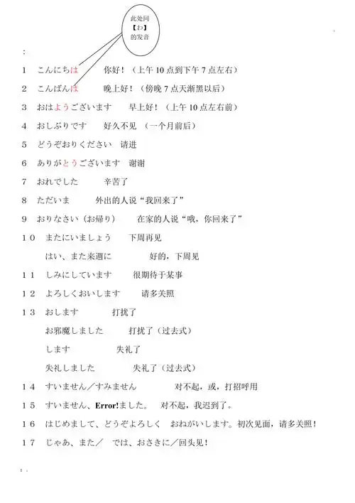 第1课常用日语寒暄语