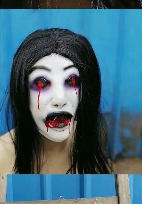 现货直发圣节恐怖面具鬼屋密室逃脱骷髅女鬼丧尸僵尸恶心吓人鬼脸头套