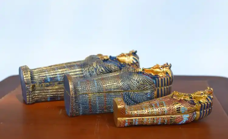 棺材摆件 古埃及金字塔人偶创意古文明木乃伊摆件法老棺材树脂模型