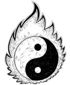 手绘的阴阳金张成泽符号照片