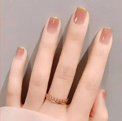 穿戴式假指甲贴片可取带果冻胶美甲成品可拆卸裸色假甲片短款摘戴藕色