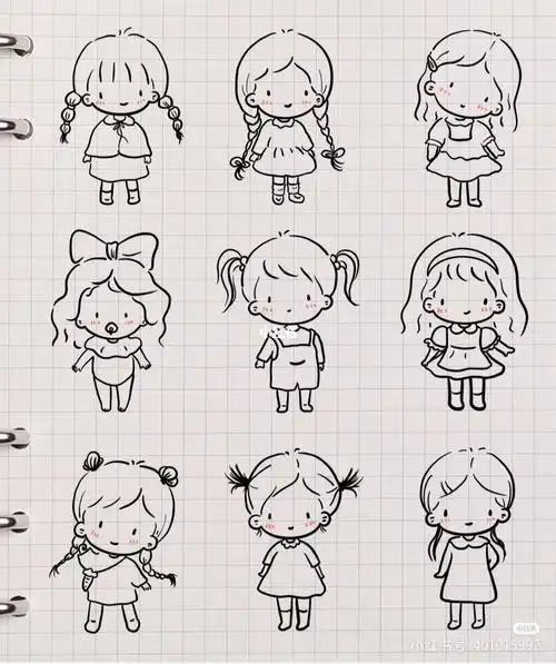 素材情侣闺蜜这样画q萌可爱好创意关于q版人物简笔画可爱女生的图片呆