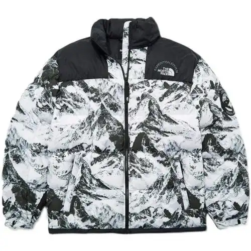 thenorthface北面羽绒服男女雪山印花休闲保暖立领外套运动羽绒服
