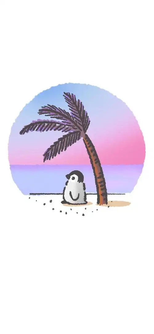 萌趣可爱企鹅手绘手机壁纸