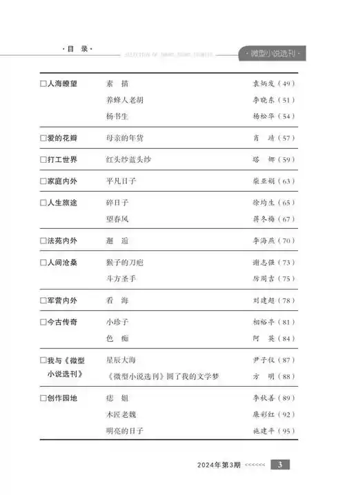最新目录 |《微型小说选刊》2024年第3期_官方_程昌敏