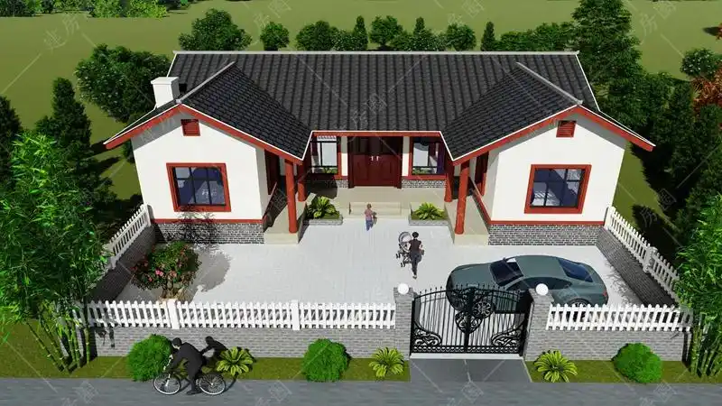 农村一层小型三合院设计图纸,带庭院设计-建房圈