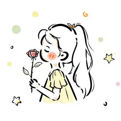 简约简笔画拿花女生头像图片_女生动漫头像_头像屋
