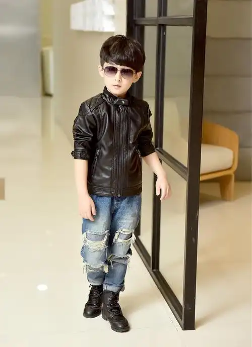 2016春秋季新款童装男童皮衣儿童皮衣女皮夹克中大童外套