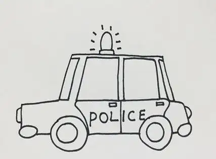 卡通警车简笔画步骤