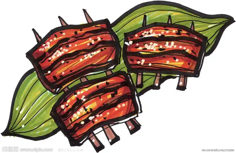 手绘烤肉串图片