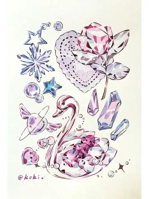 水彩手帐梦幻水晶