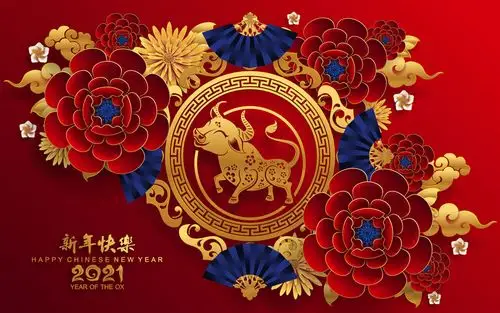 2021中国农历新年牛年节日海报贺卡红包封面设计ai矢量素材2021